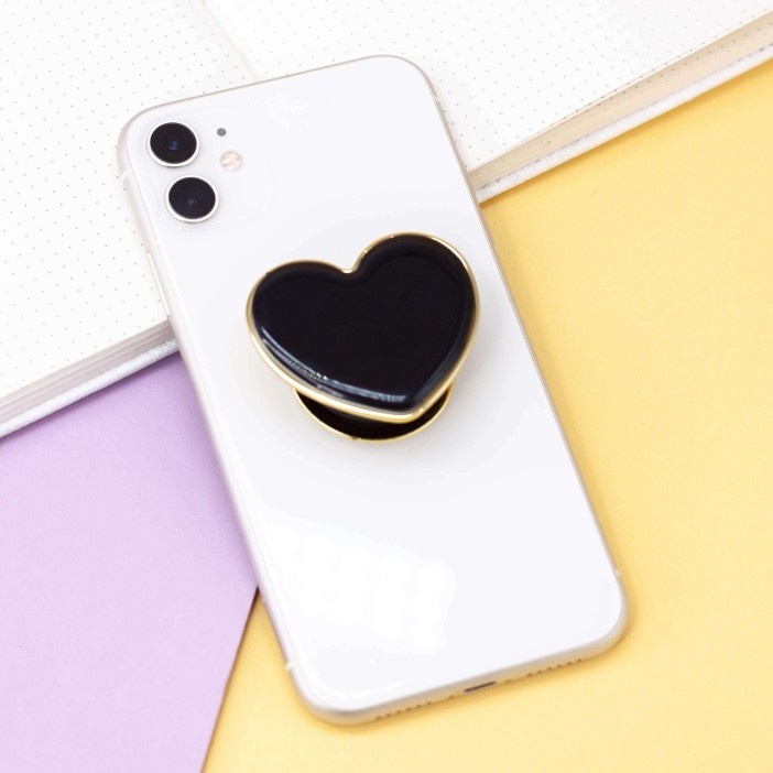 Попсокет &quot;Black heart&quot;, gold 