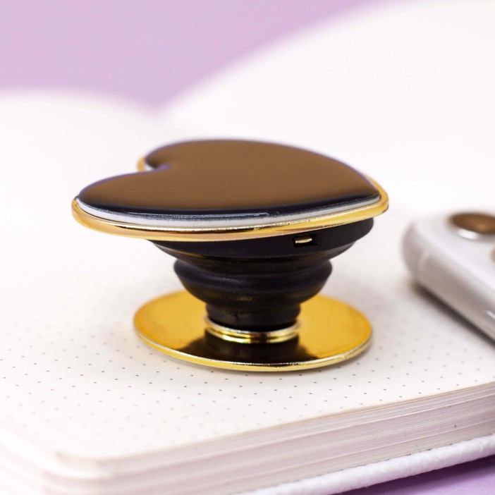 Попсокет &quot;Black heart&quot;, gold 