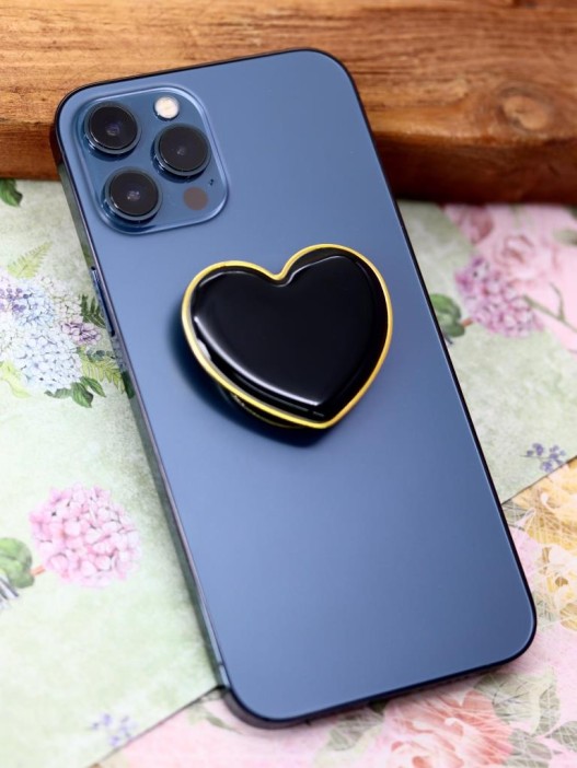 Попсокет &quot;Black heart&quot;, gold 