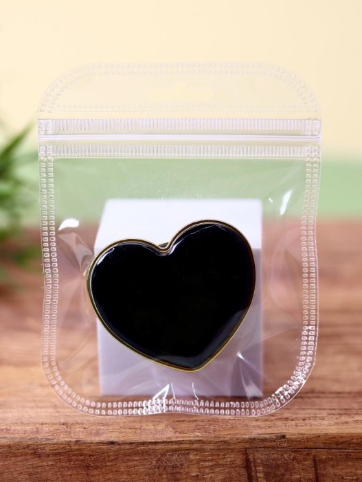 Попсокет &quot;Black heart&quot;, gold 