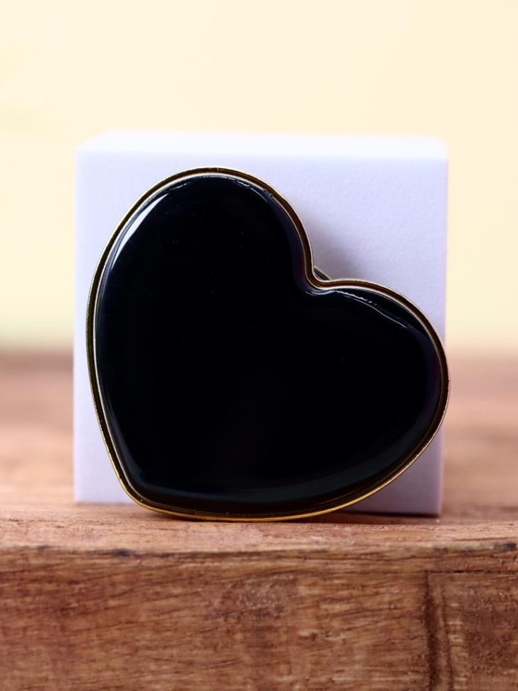 Попсокет "Black heart", gold