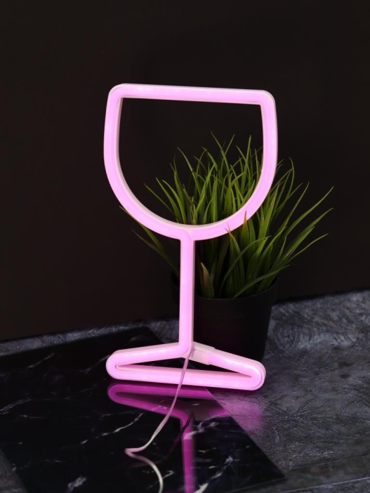 Неоновый подвесной ночник «Glass», USB, розовое свечение (27х15 см) 