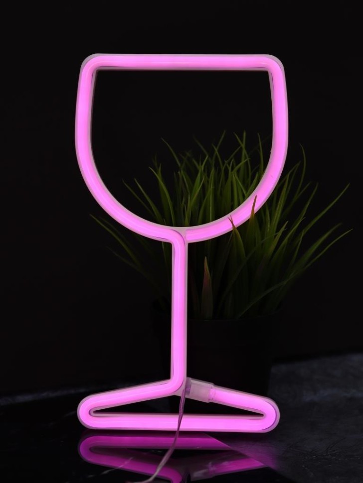 Неоновый подвесной ночник "Стакан", USB, розовое свечение (27х15 см)