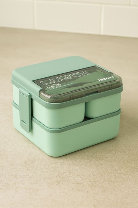 Ланчбокс &quot;Sistem lunch&quot;, зелёный, 2 яруса, 4 отделения (1800 мл) 