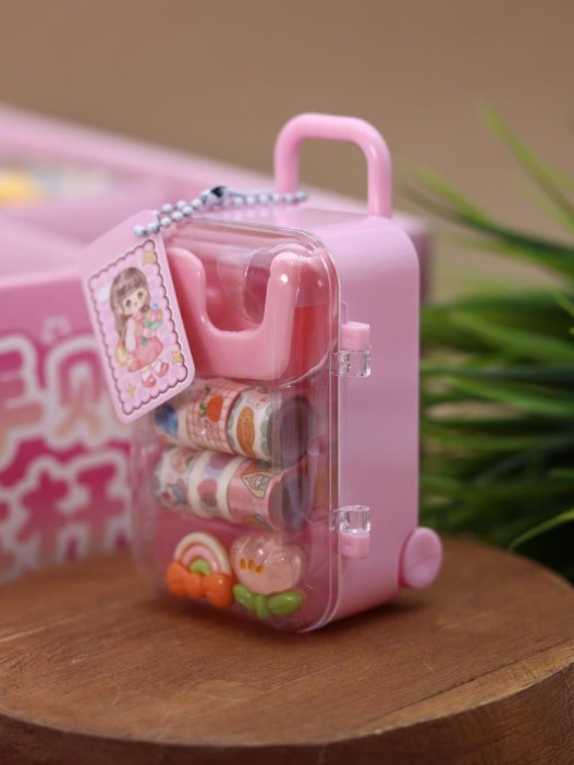Канцелярский набор DIY в шкатулке &quot;Suitcase&quot;, pink, шоу-бокс 16 шт. 