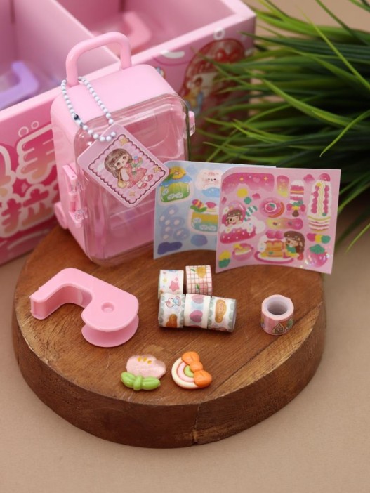Канцелярский набор DIY в шкатулке &quot;Suitcase&quot;, pink, шоу-бокс 16 шт. 