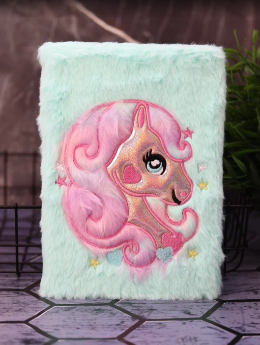 Блокнот плюшевый &quot;Beautiful unicorn&quot;, green mix, 15х21 см, плотность 80 гр. 