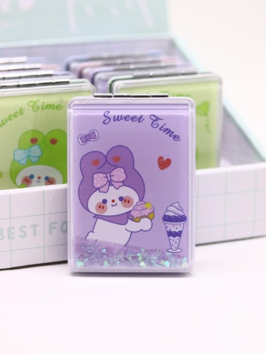 Зеркало шейкер раскладное &quot;Sweet Time Rabbit&quot;, фиолетовое, 8*6 см 