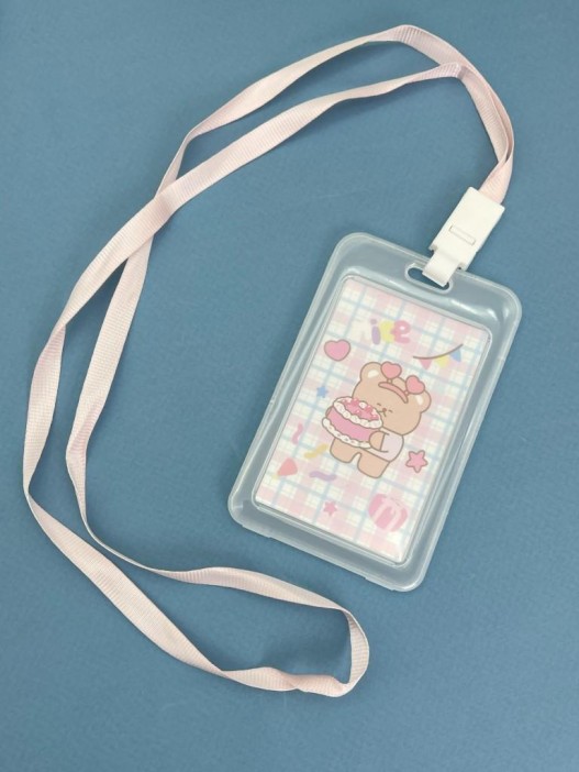 Держатель для карт с шнурком &quot;Bear cake&quot;, blue (11.5*7 см) 