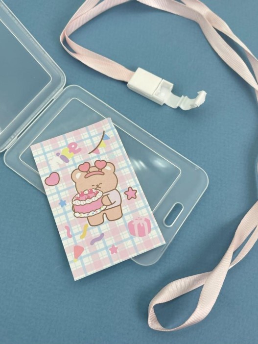 Держатель для карт с шнурком &quot;Bear cake&quot;, blue (11.5*7 см) 