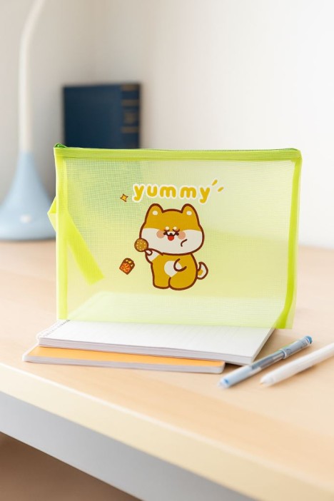 Папка пенал &quot;Shiba-inu yummy&quot;, green (23.5*31 см) 