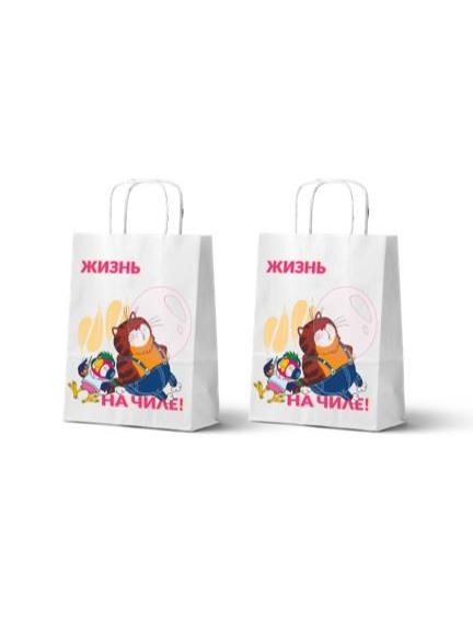 Пакет подарочный «Попугай Кеша. На чиле», белый (24*14*30) 