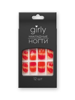 Накладные ногти GIRLY "Яркие оттенки", 12 шт., с клеевыми пластинами