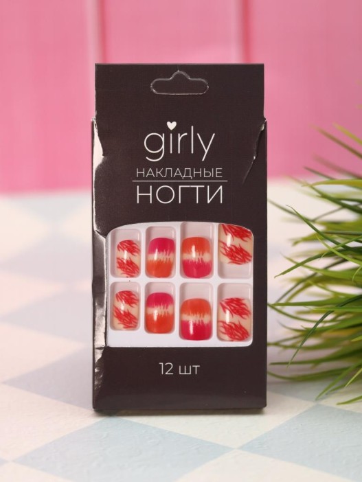 Накладные ногти GIRLY "Яркие оттенки", 12 шт., с клеевыми пластинами 