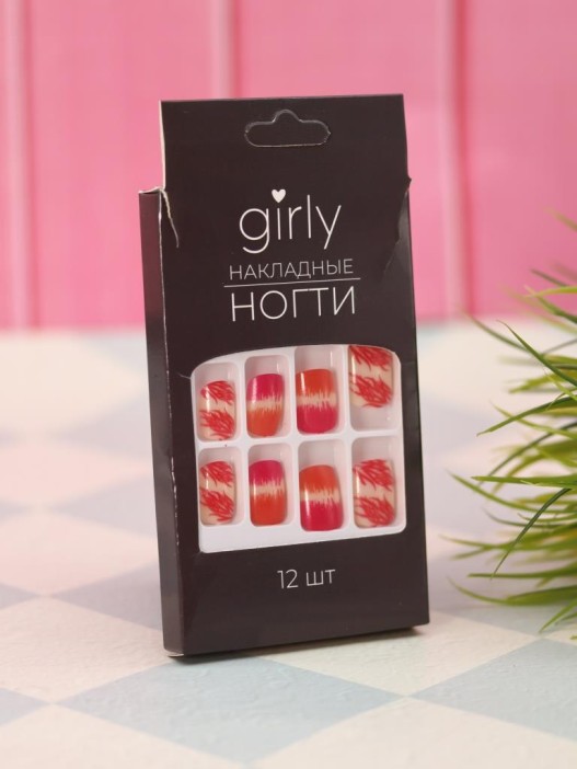 Накладные ногти GIRLY "Яркие оттенки", 12 шт., с клеевыми пластинами 