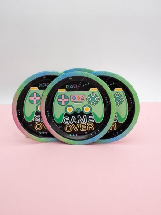 Набор бумажных тарелок 8 шт. &quot;Game over&quot; (180 мм) 