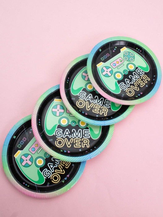 Набор бумажных тарелок 8 шт. &quot;Game over&quot; (180 мм) 