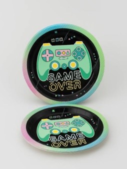 Набор бумажных тарелок 8 шт. "Game over" (180 мм)