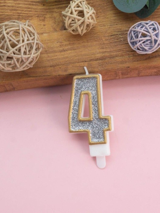 Свеча для торта &quot;Sparkle digit&quot; цифра 4, (7 см) 