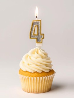 Свеча для торта "Sparkle digit" цифра 4, (7 см)