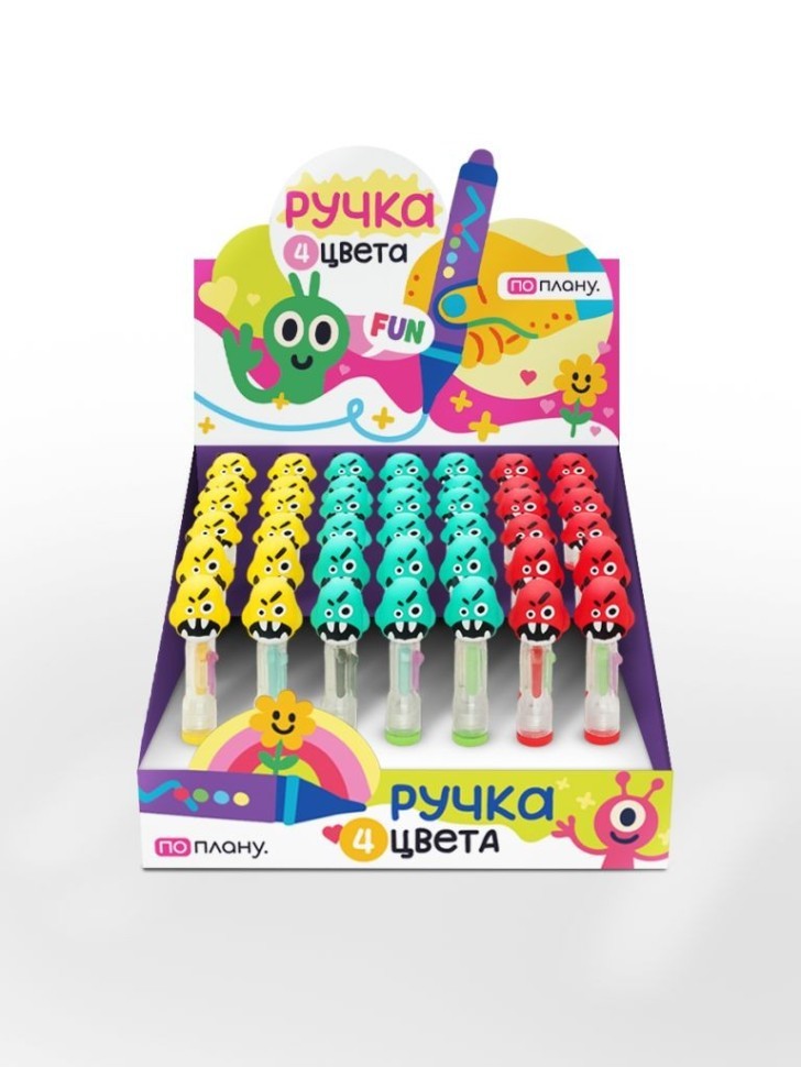 Разноцветная мини-ручка 4 в 1 "Монстры", микс, шоу-бокс ПО ПЛАНУ 36 шт
