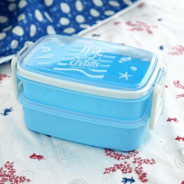 Ланчбокс "Ice creme" голубой (2 яруса) 
