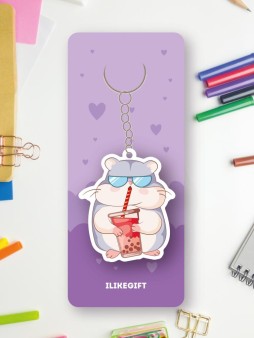 Брелок ECO из дерева "Хомячок и баблти"