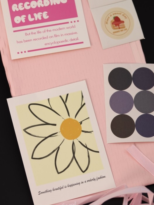 Упаковочный набор для подарков (2 листа+лента+открытка+5 наклеек) &quot;Rosy dreams&quot;, 40x50 см 