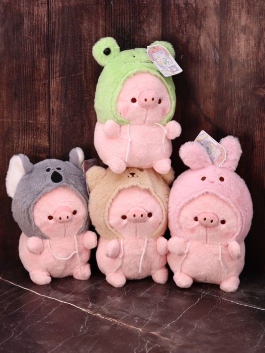 Мягкая игрушка "Animal hat pig", gray, 20 см 