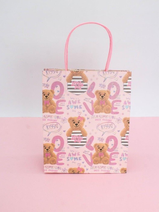 Пакет подарочный крафтовый «Cool gerl», bear (21*25,5*10) 