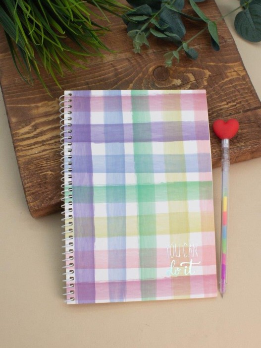 Блокнот на спирали (А5) &quot;Rainbow plaid&quot;, rainbow (14.5*21) 