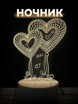 Ночник iLikeGift "Воздушные шары-сердечки" светодиодный, USB (9х19 см)