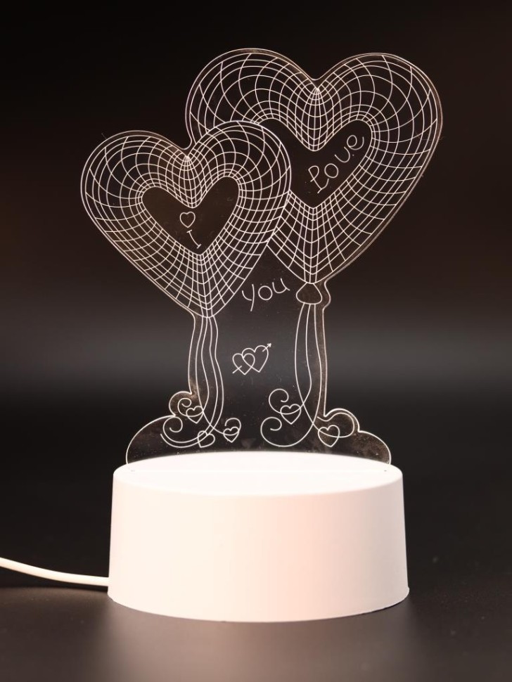 Ночник iLikeGift "Воздушные шары-сердечки" светодиодный, USB (9х19 см)