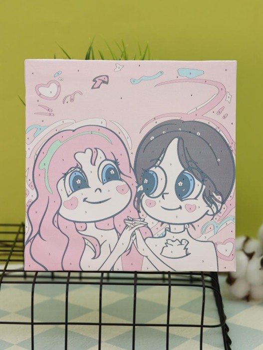 Картина по номерам на подрамнике Draw Me! «Two girlfriends», (20*20 см) 