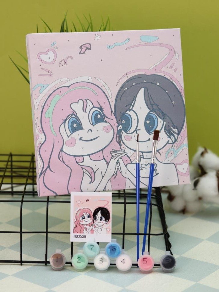 Картина по номерам на подрамнике Draw Me! "Две подружки", (20*20 см)