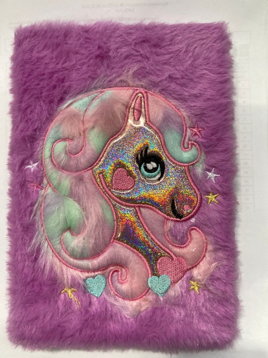 Блокнот плюшевый &quot;Beautiful unicorn&quot;, pink mix, 15х21 см, плотность 80 гр. 