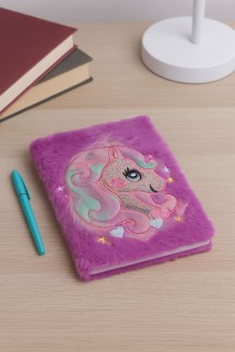 Блокнот плюшевый &quot;Beautiful unicorn&quot;, pink mix, 15х21 см, плотность 80 гр.