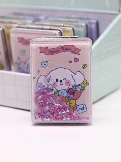 Зеркало шейкер раскладное &quot;Sweet Time the doggie&quot;, розовое, 8*6 см