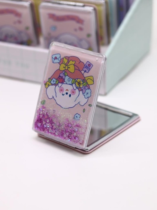 Зеркало шейкер раскладное &quot;Sweet Time the doggie&quot;, розовое, 8*6 см 