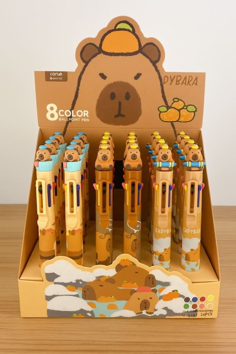 Разноцветная ручка 8 в 1 &quot;Capybara in a cap&quot;, brown 