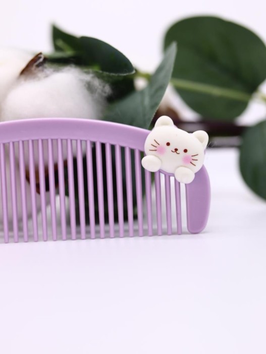 Расческа "Веселые друзья, кот", фиолетовая. 