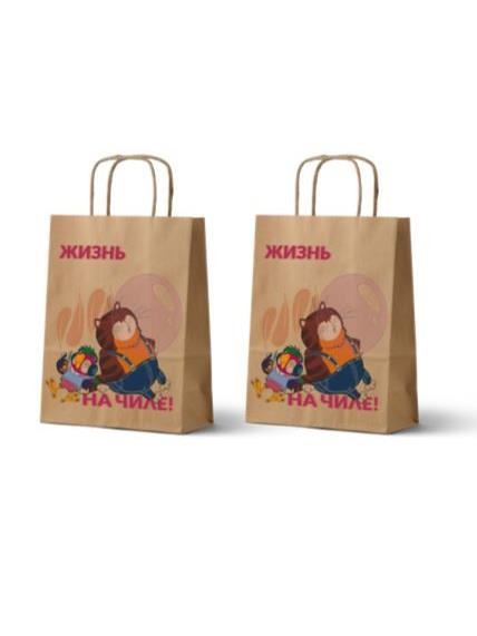 Пакет подарочный «Попугай Кеша. На чиле», крафт (24*14*30) 