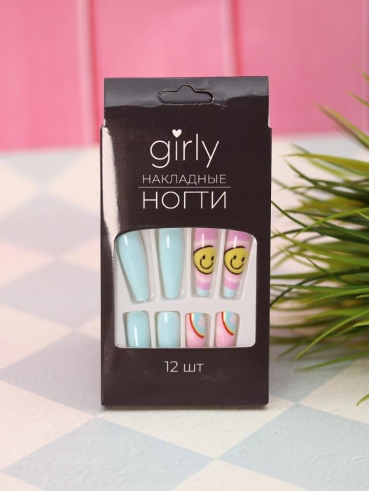 Накладные ногти GIRLY «Rainbow», 12 шт., с клеевыми пластинами 