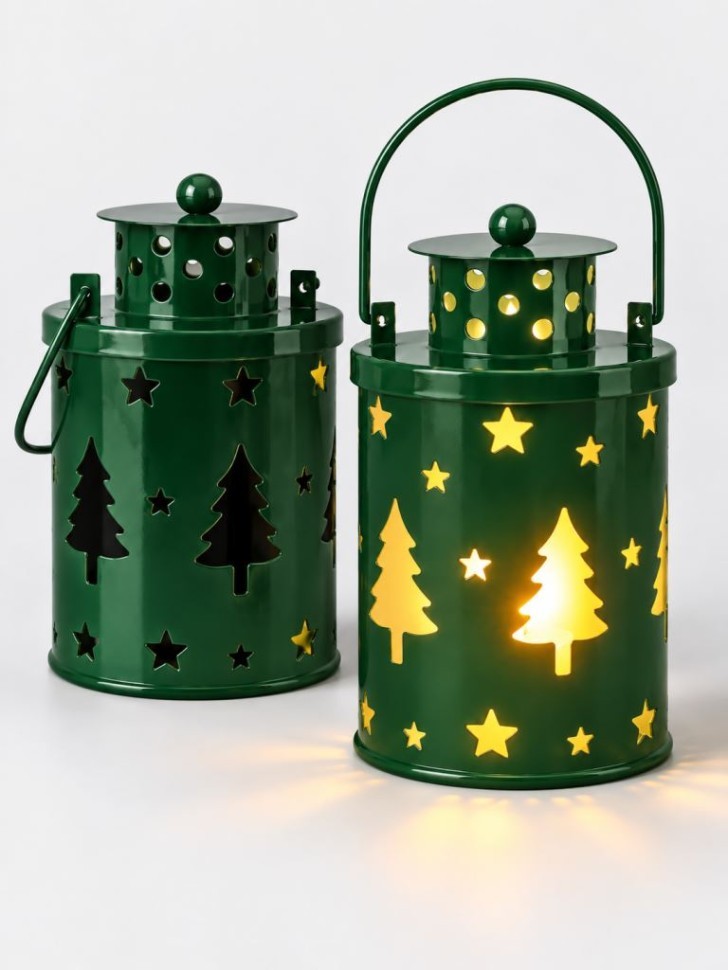 Подвесной ночник iLikeGift "Рождественский фонарь", зелёный, 7,2*11 см