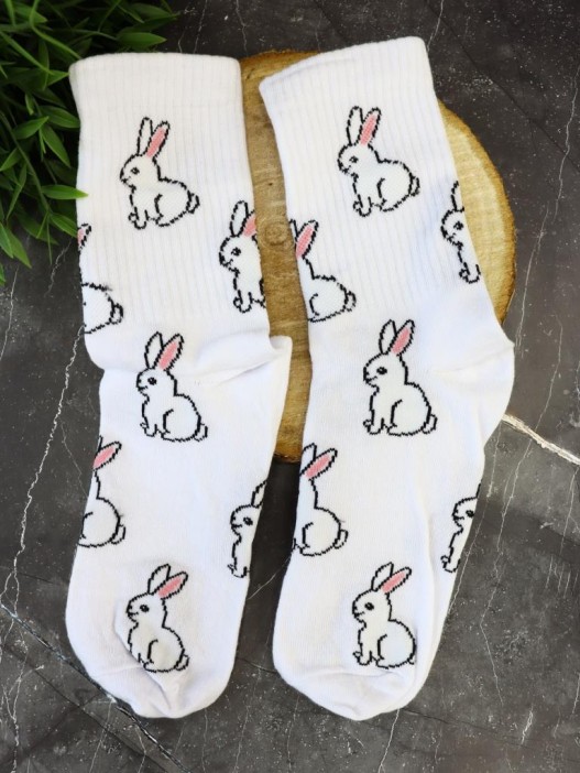 Носки женские "Fluffy bunny", р. 35-40, белый 