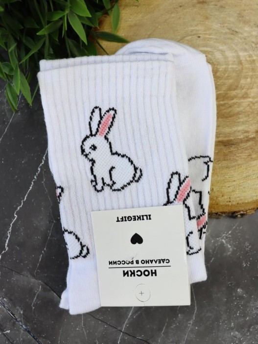 Носки женские "Fluffy bunny", р. 35-40, белый 