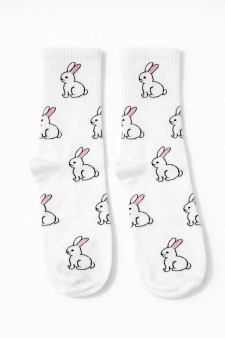 Носки женские "Пушистый зайчик", р. 35-40, белые