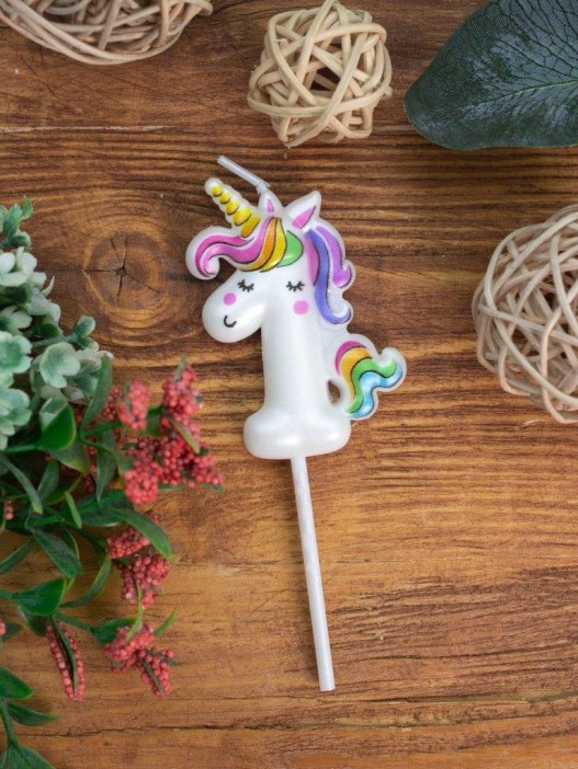 Свеча для торта &quot;Unicorn&quot; цифра 1, (6 см) 