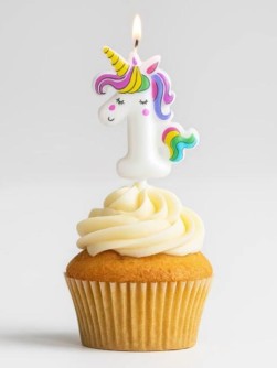 Свеча для торта "Unicorn" цифра 1, (6 см)