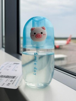 Дорожная бутылочка "Smile pig day", blue (60 ml)